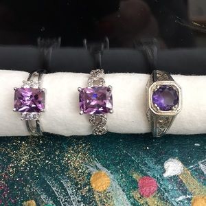 3 Amethyst and Topaz Rings Sz 9